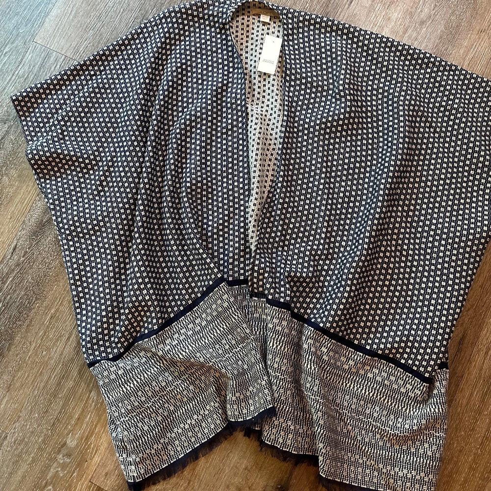 Loft Blue Patterned Poncho/Shrug